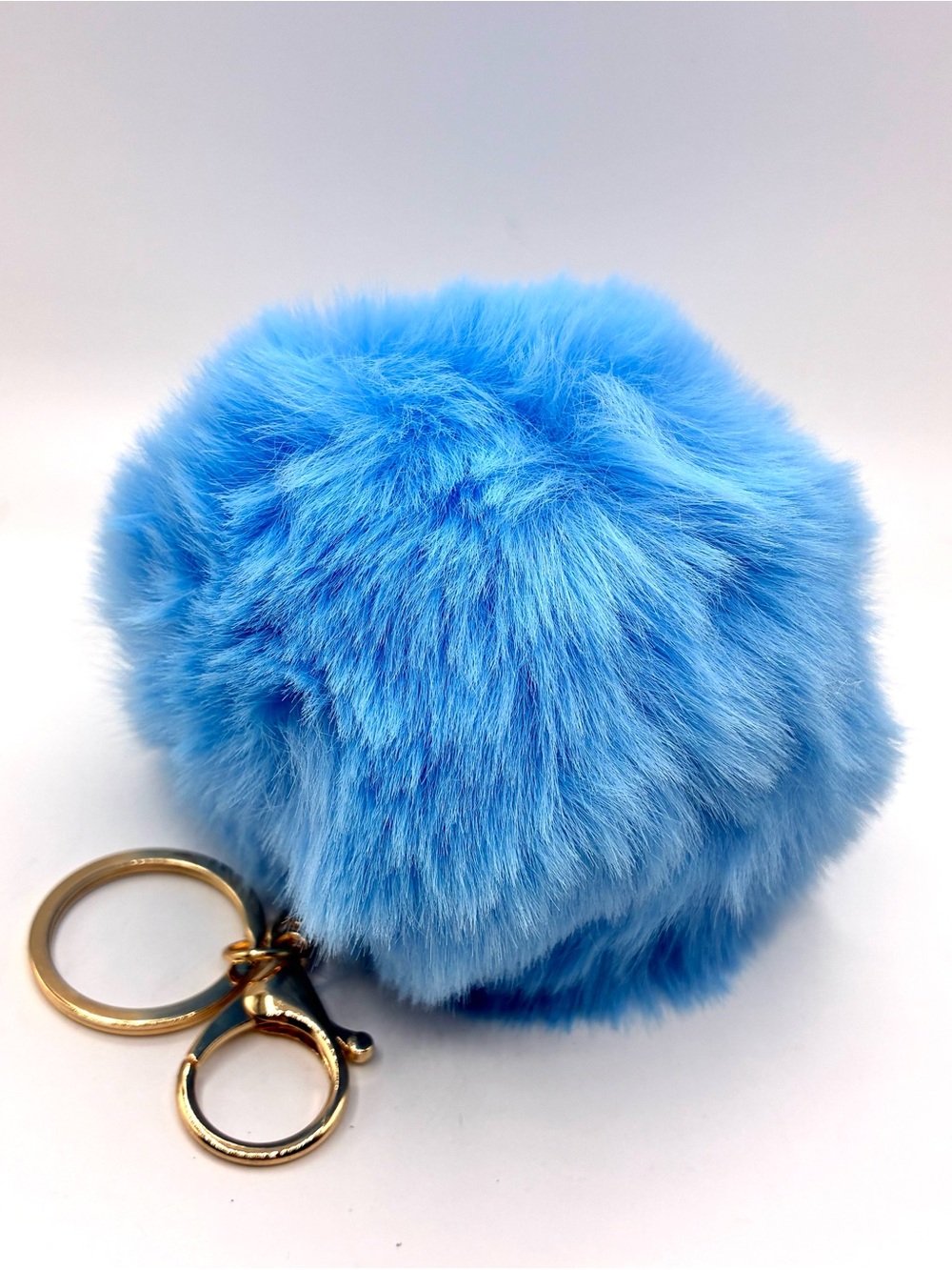 Plush Pom Pom Keychain - Choose One: White, Mint, Blue, Pink, Red - Picture 4 of 6